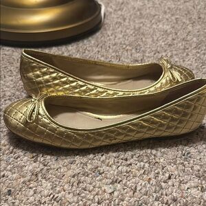 Gold Quilted Ballet Flats